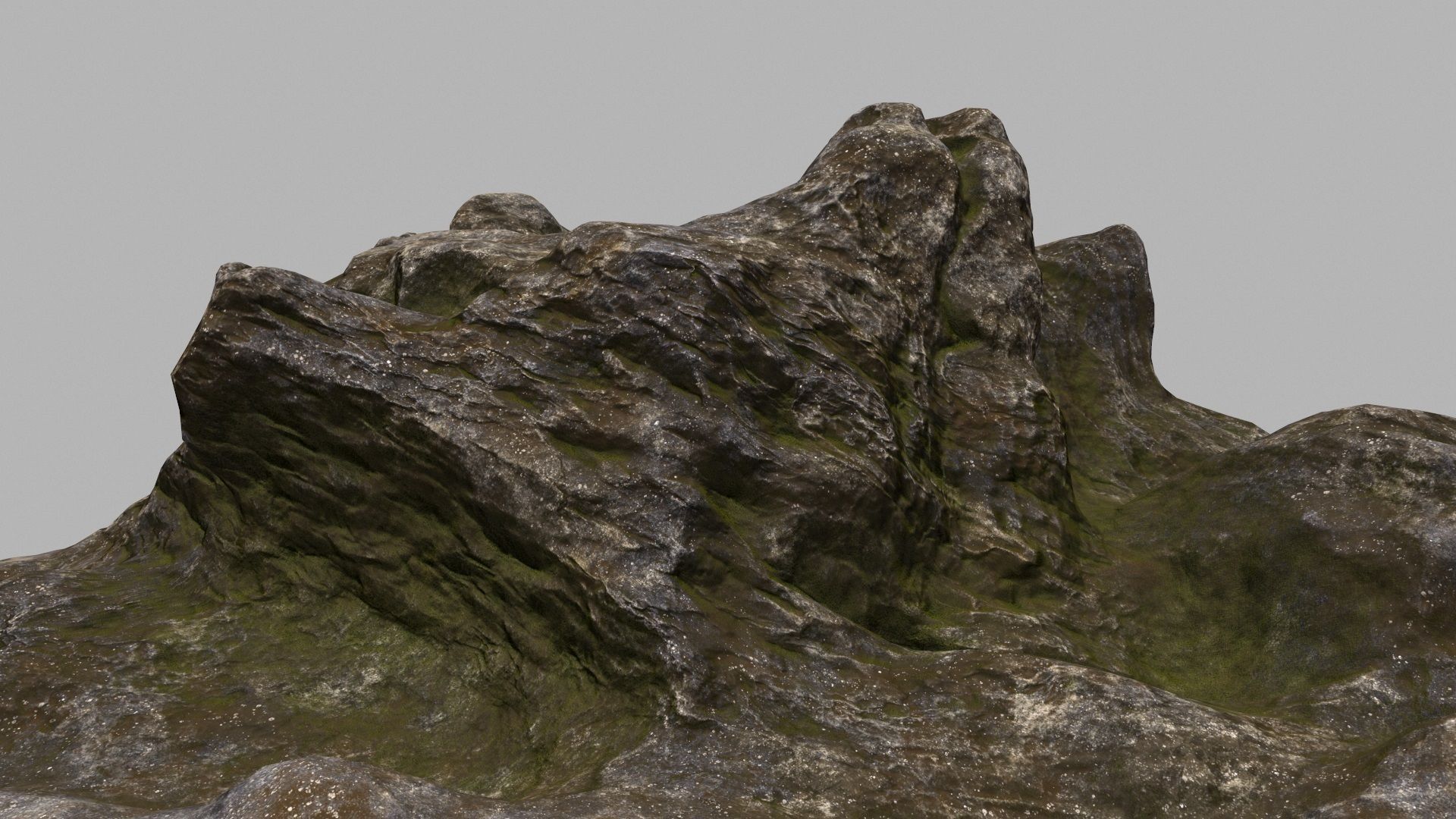 Rock mountain with grass and rocks 3D model_2