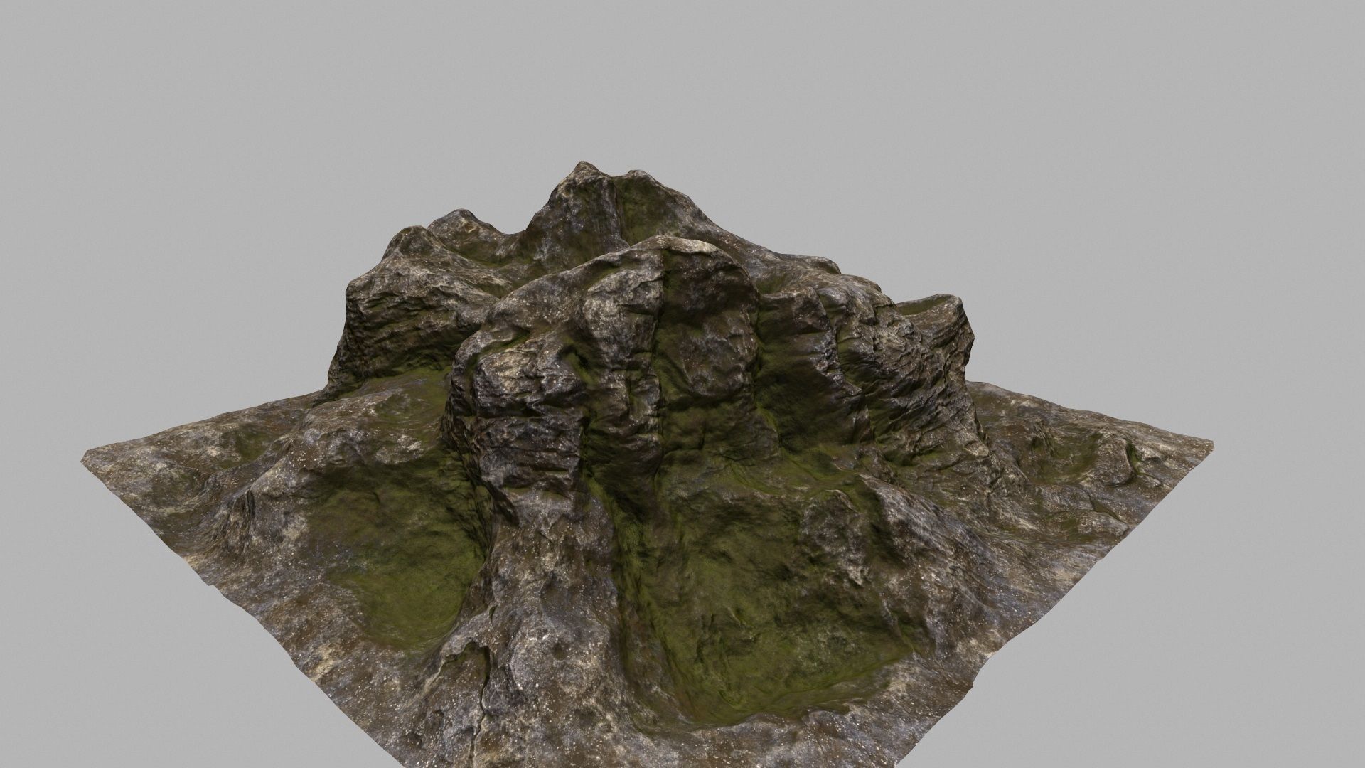 Rock mountain with grass and rocks 3D model_4