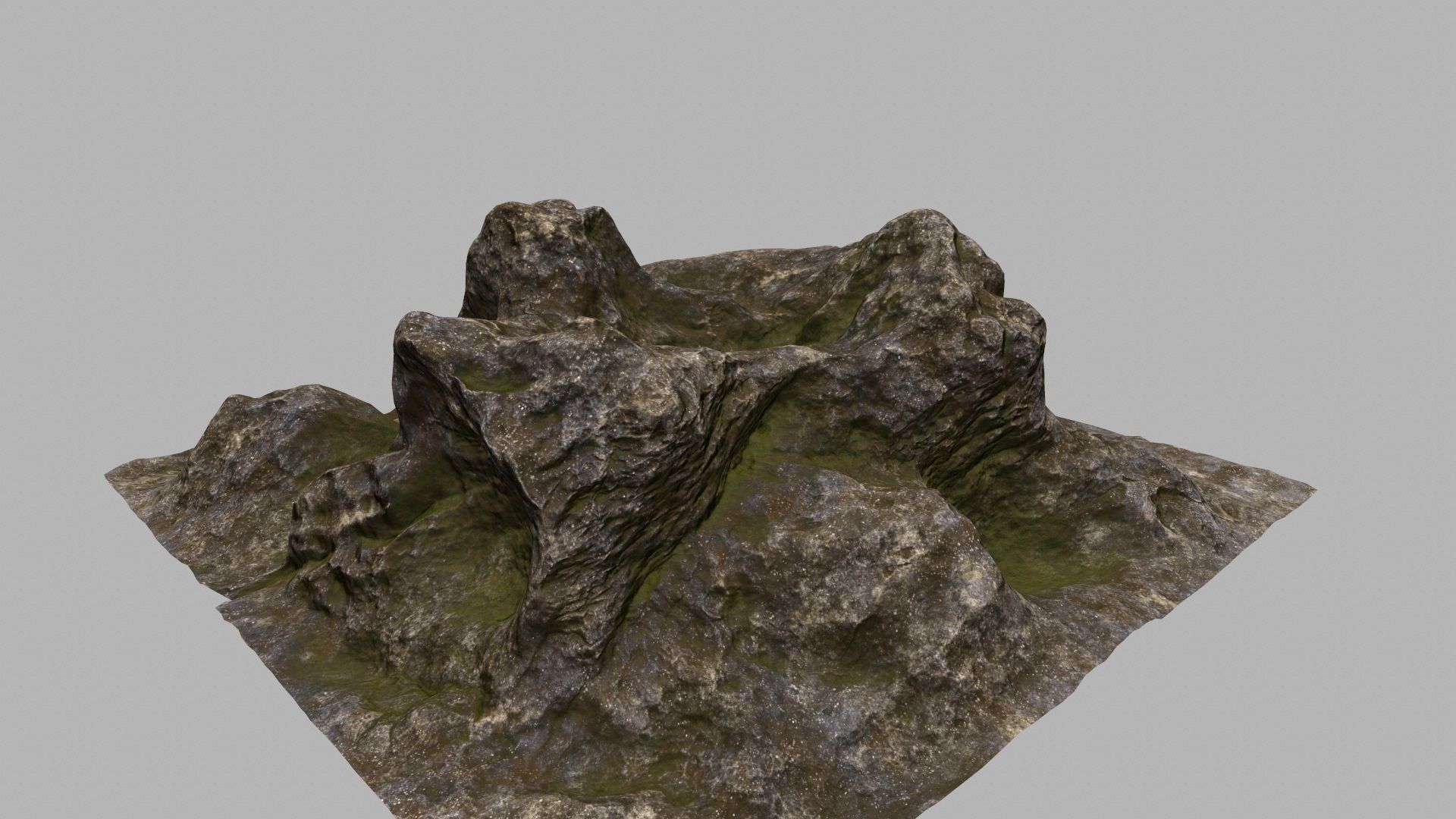Rock mountain with grass and rocks 3D model_7
