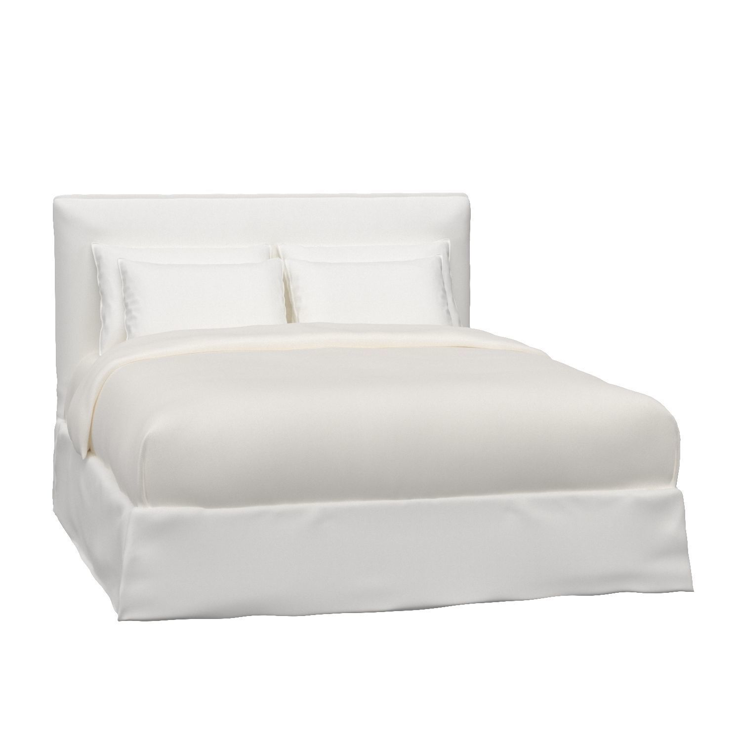 White Linen Queen Bed 3D model CGTrader