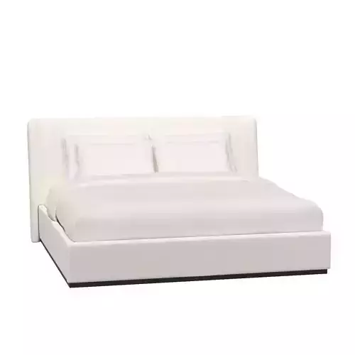 White Birch Wood Upholstered Boucle Wingback King Bed