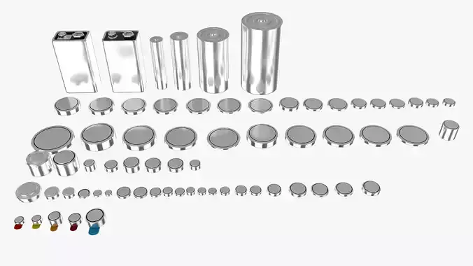 All types of batteries 3D model