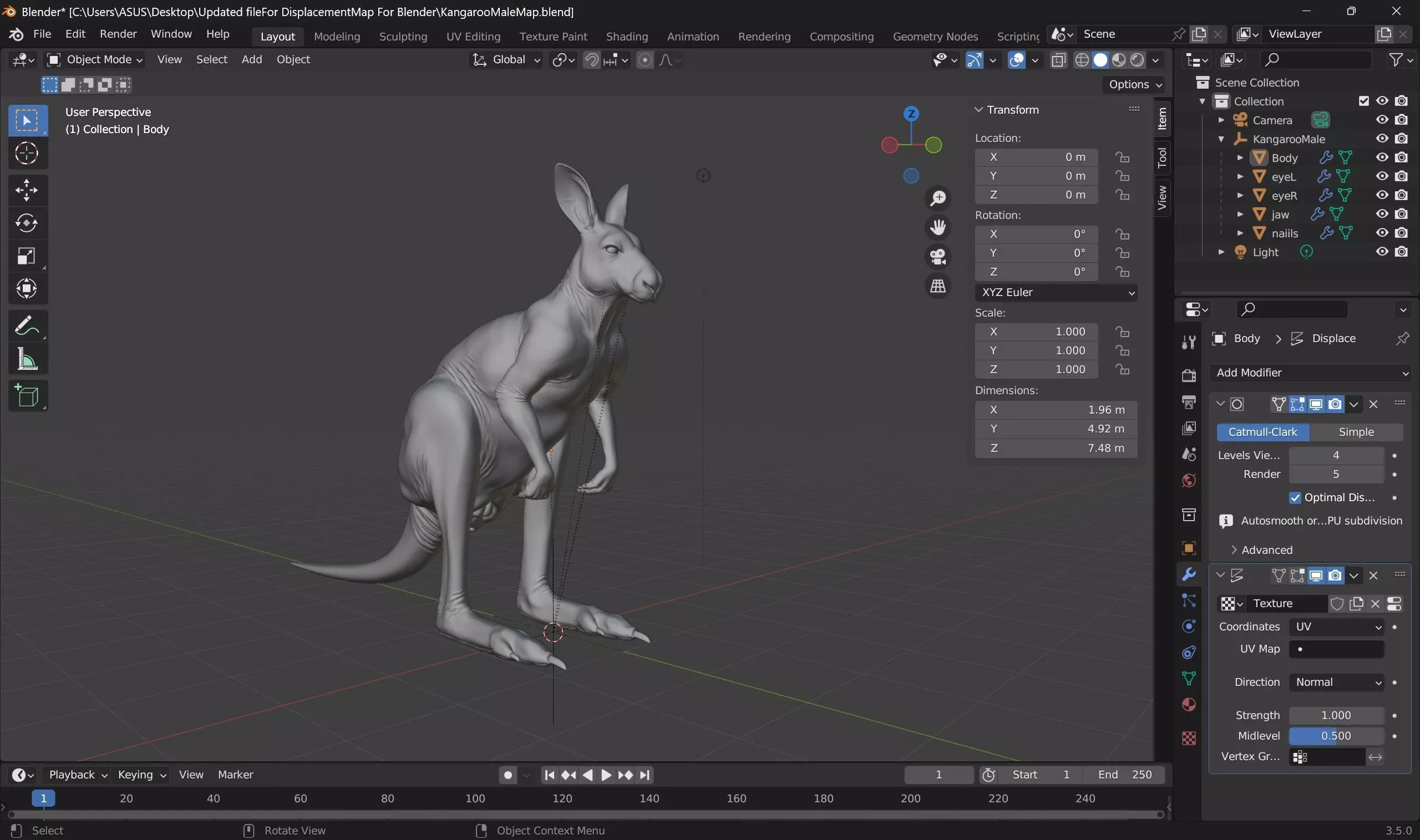 Kangaroo male 3D model_7