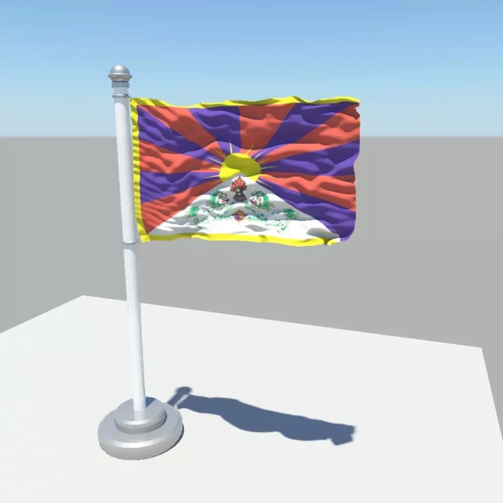 Tibet flag 3D model_0