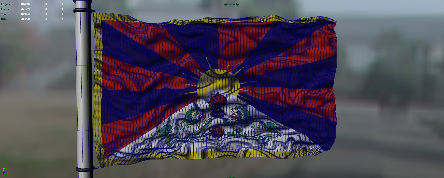 Tibet flag 3D model_3