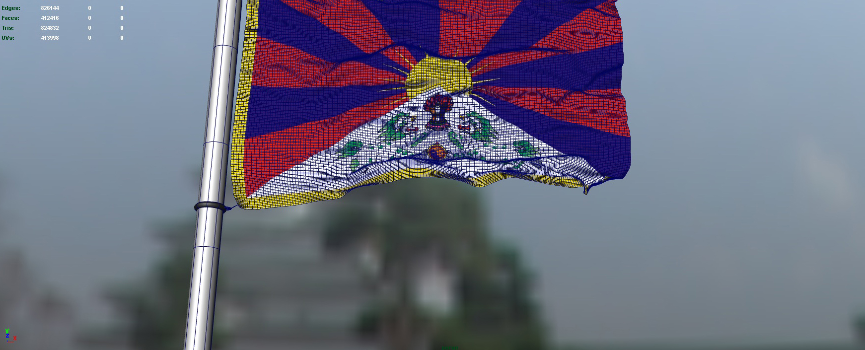 Tibet flag 3D model_4