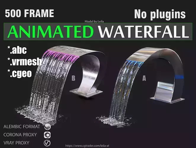 Waterfall Fountains Swimming Pool landscape 3D model