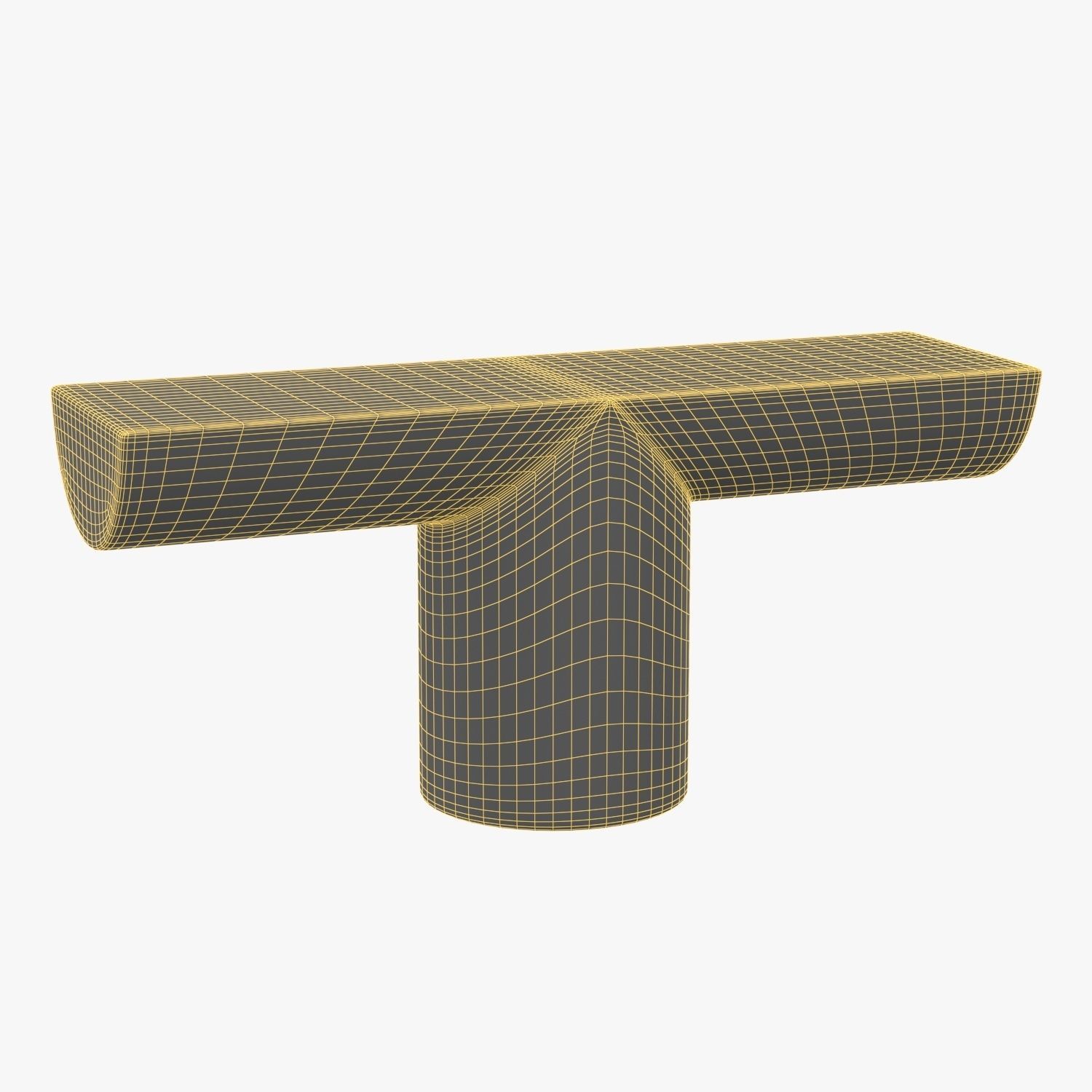 T Console Black Steel 3D model_5