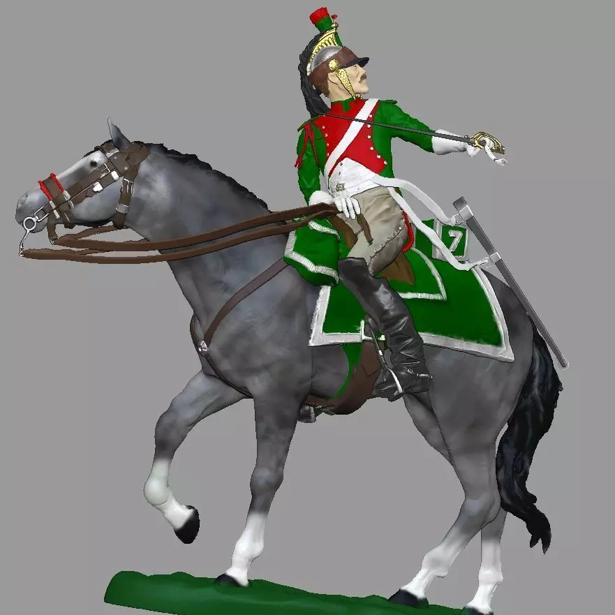 Dragoon on horseback - Napoleonic wars   3D print model_0