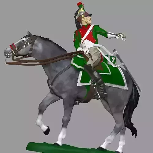 Dragoon on horseback - Napoleonic wars   3D print model