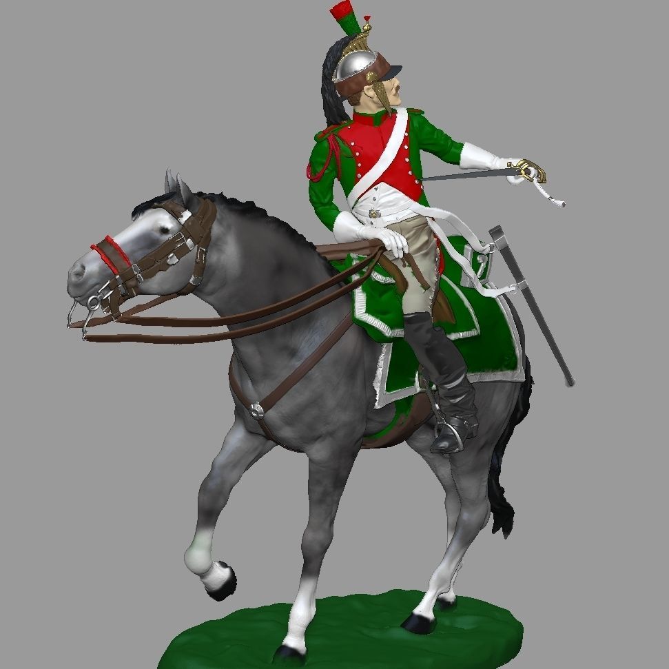 Dragoon on horseback - Napoleonic wars   3D print model_8