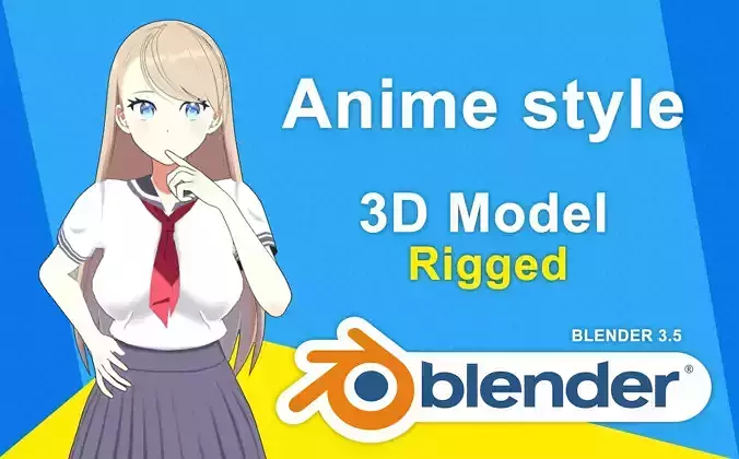 Cute student Low-poly 3D model