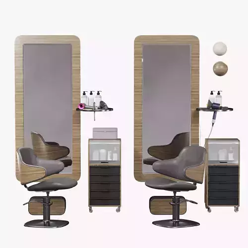Beauty Salon Barber Shop Green First Low-poly 3D model