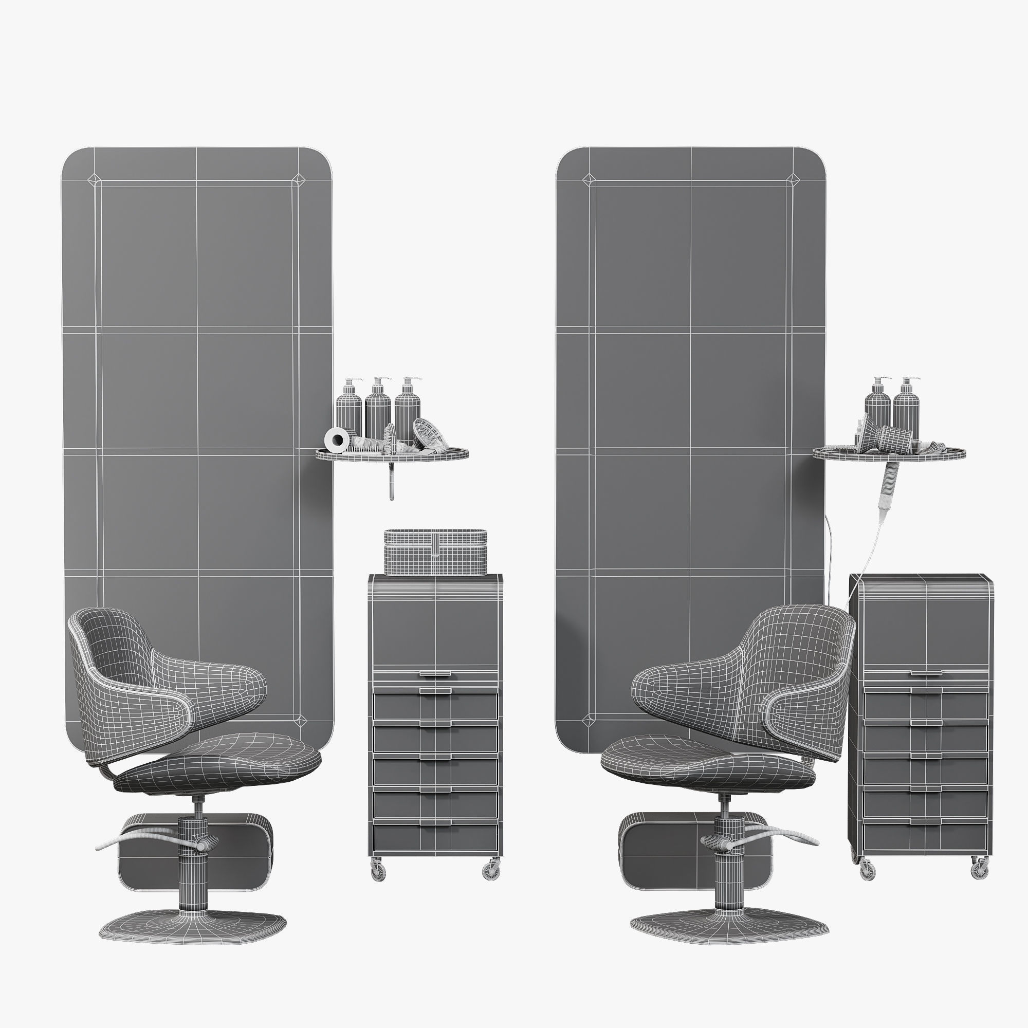 Beauty Salon Barber Shop Green First Low-poly 3D model_4