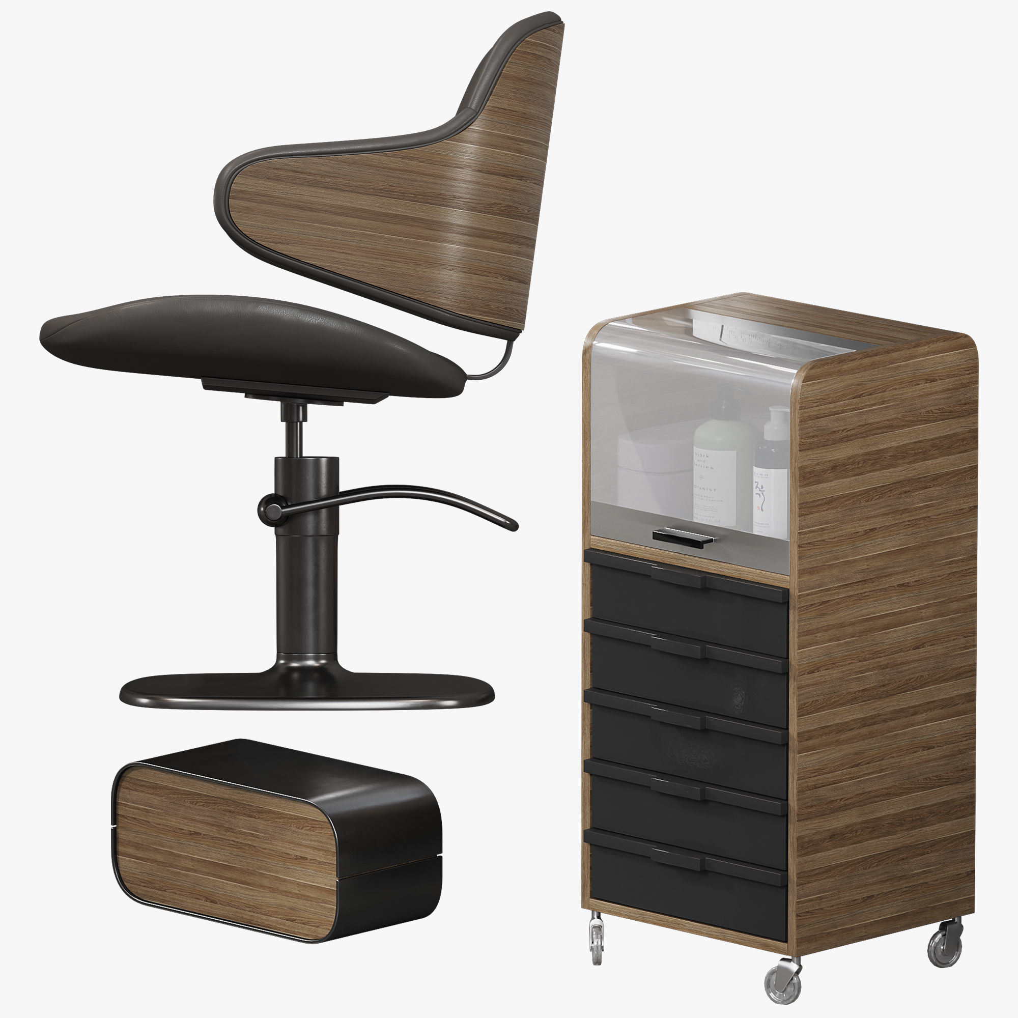 Beauty Salon Barber Shop Green First Low-poly 3D model_2