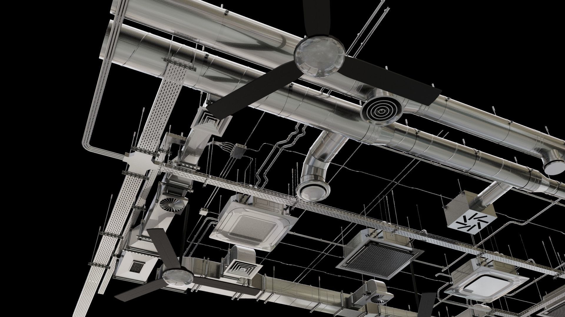 Ceiling Pipes 3D model_3