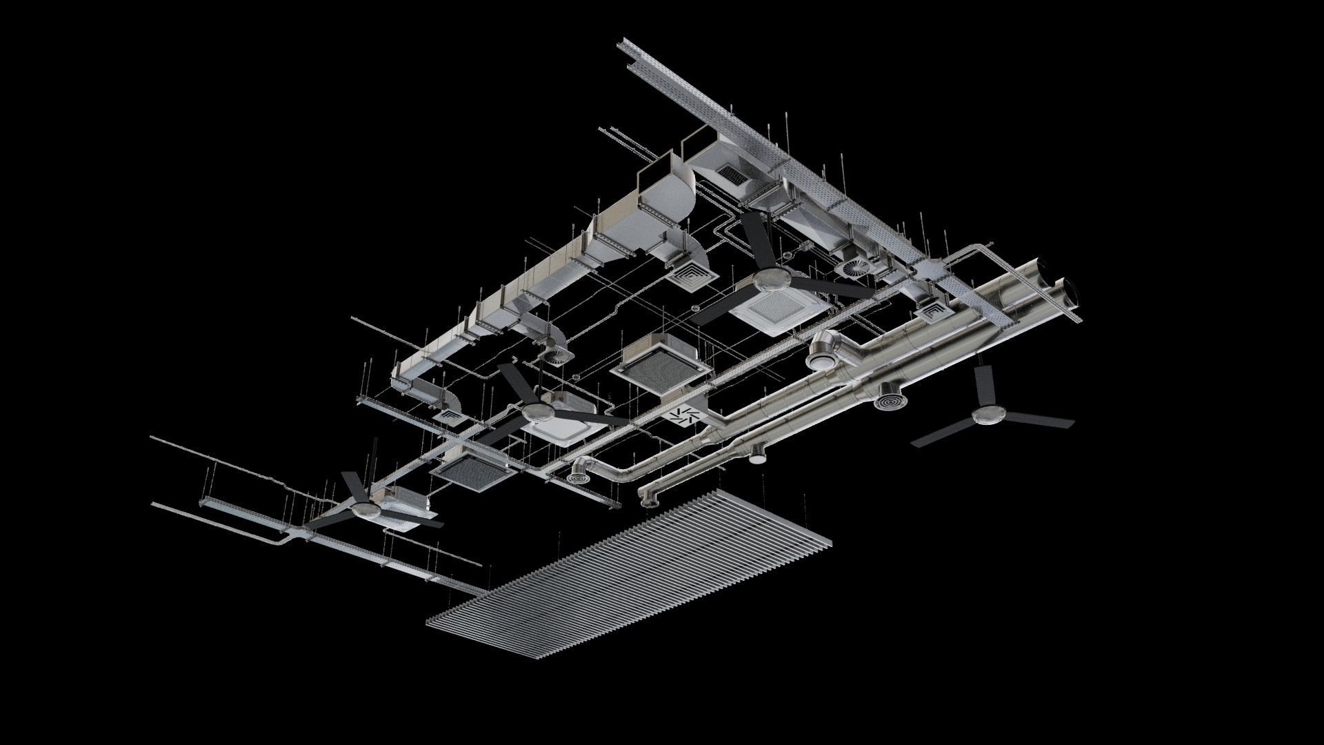 Ceiling Pipes 3D model_1