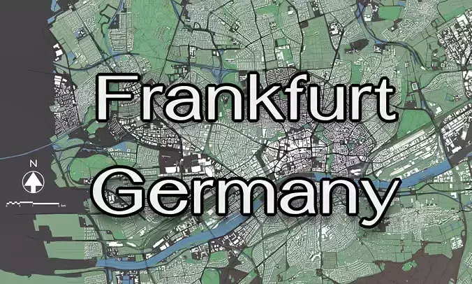 Frankfurt Germany - city and mass buildings 3D model