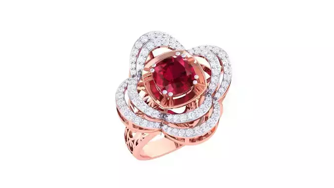 Flower Gemstone High Jewelry Cocktail Ring 3dm stl renders  3D print model