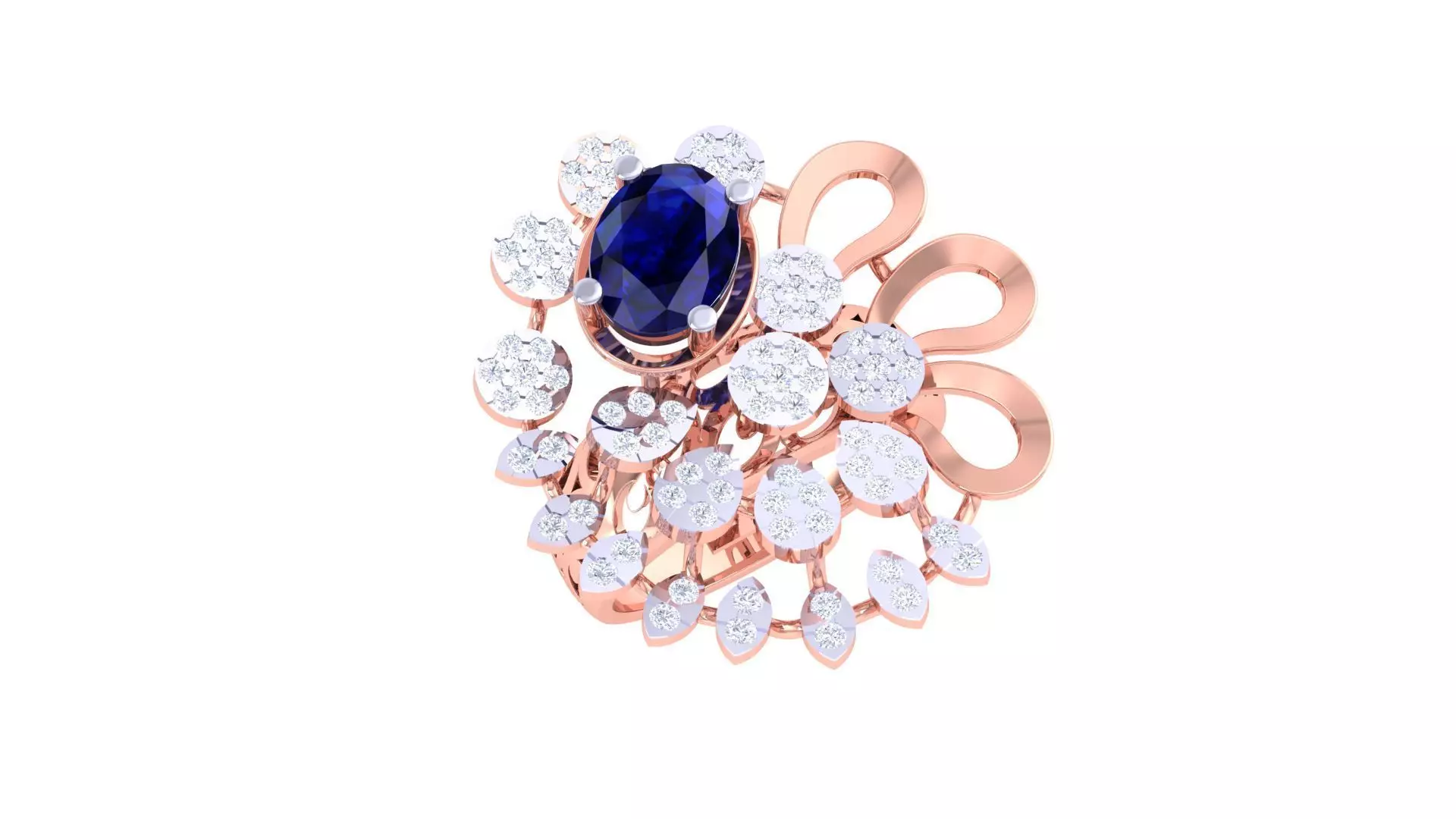 Gemstone High Jewelry Cocktail Ring 3dm stl renders 3D print model