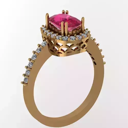Ruby and Diamond Ring 3D print model