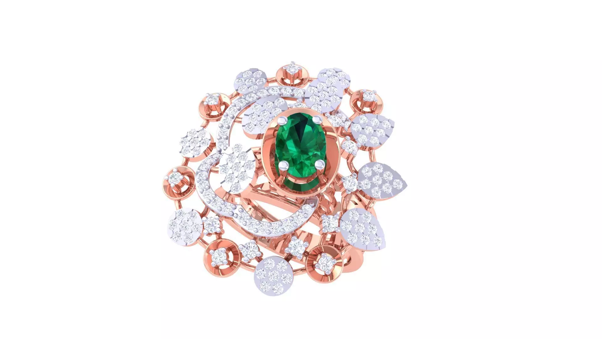 Gemstone High Jewelry Cocktail Ring 3dm stl renders 3D print model