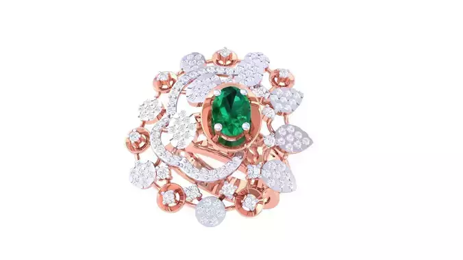 Gemstone High Jewelry Cocktail Ring 3dm stl renders