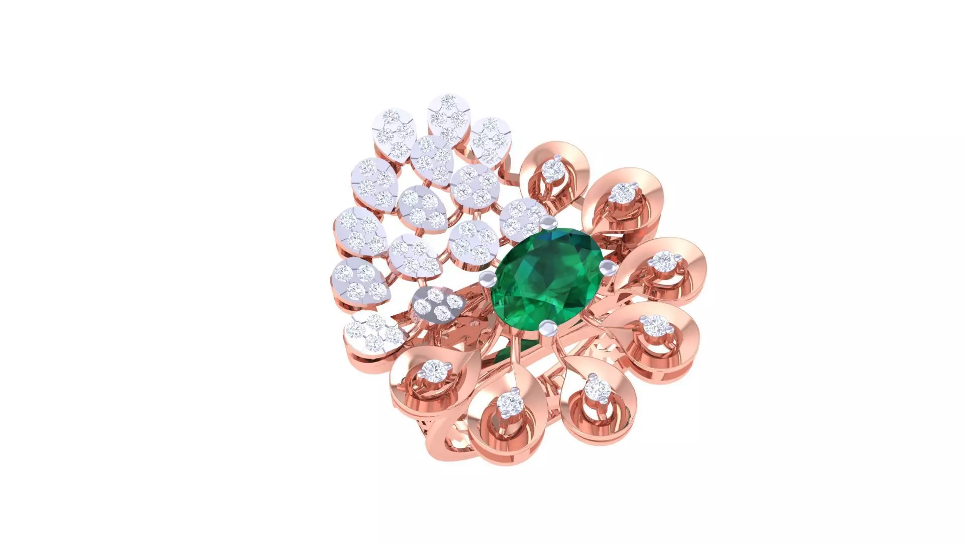Gemstone High Jewelry Cocktail Ring 3dm stl renders 3D print model