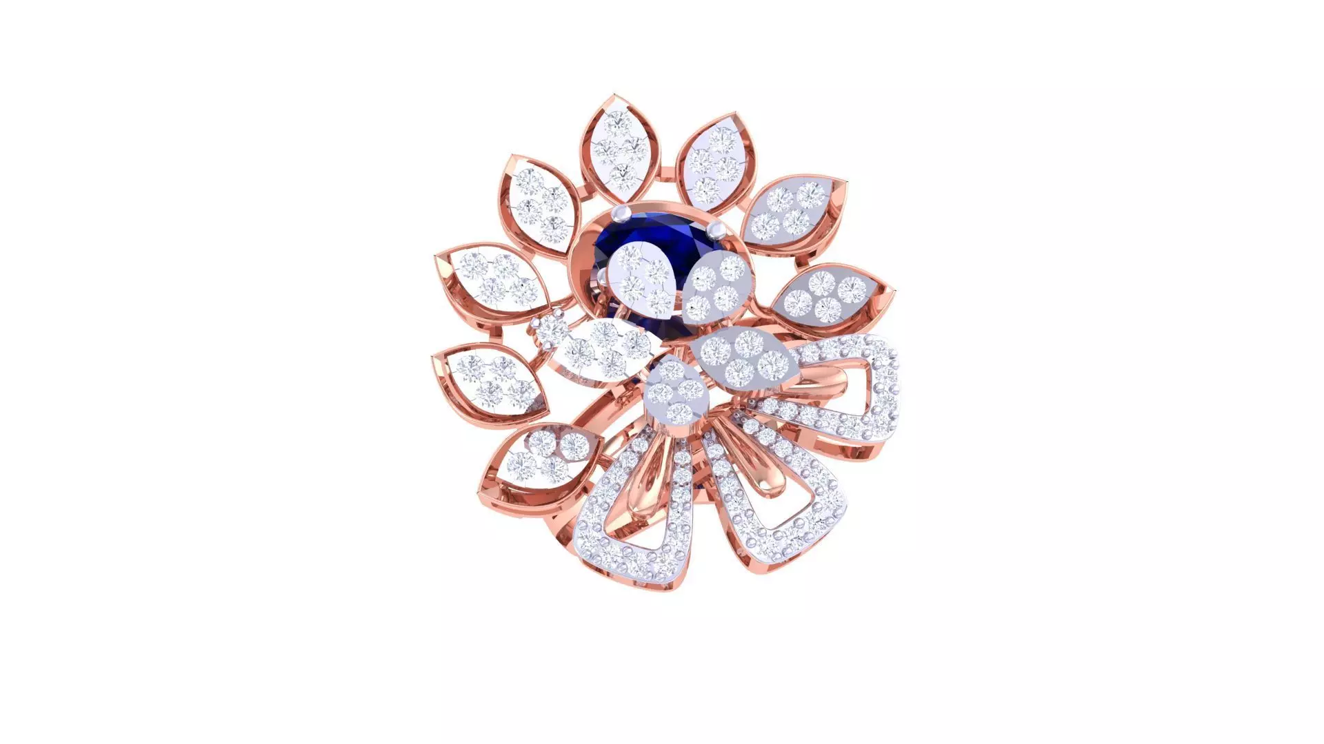 Gemstone High Jewelry Cocktail Ring 3dm stl renders 3D print model