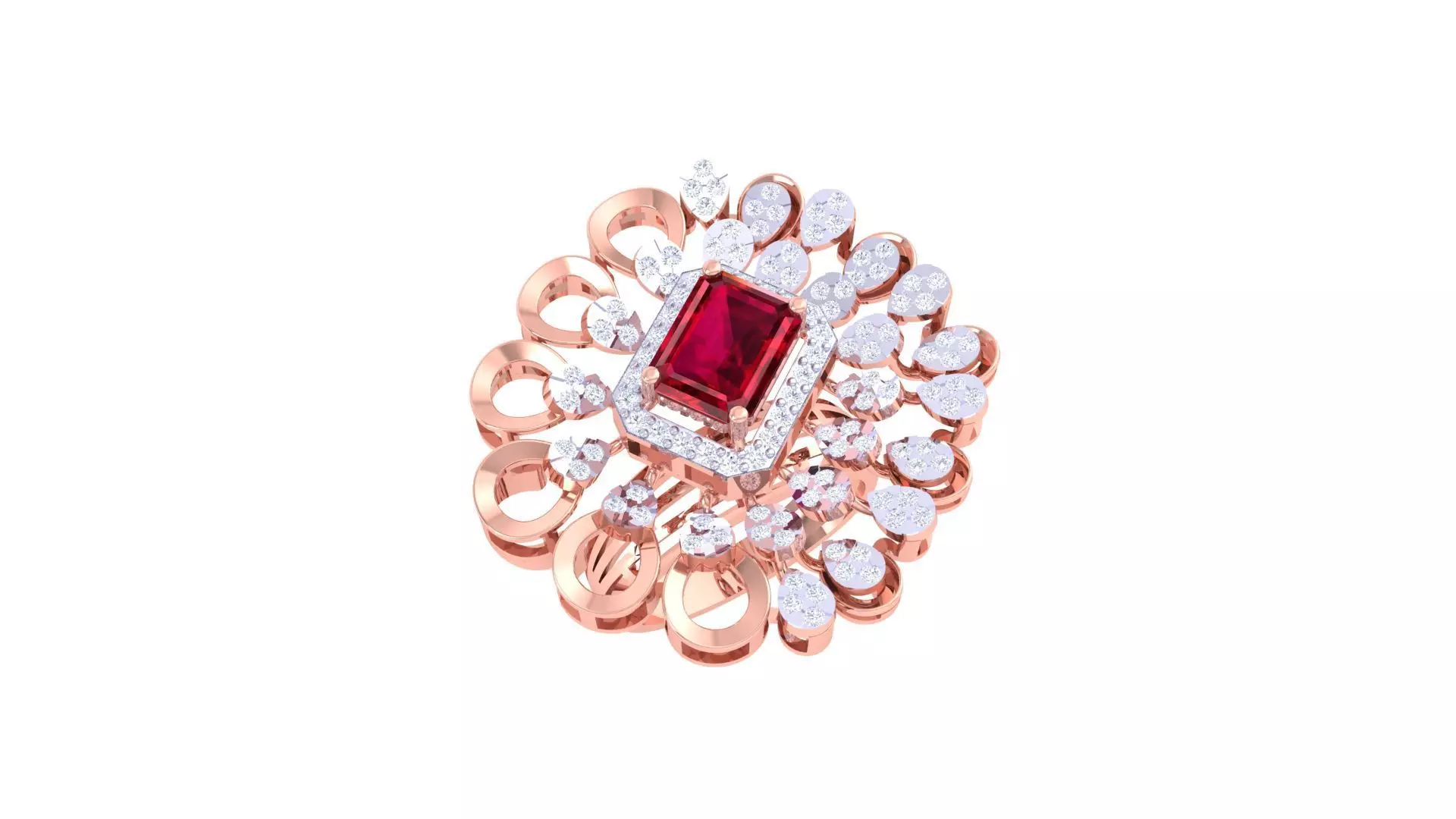 Gemstone High Jewelry Cocktail Ring 3dm stl renders 3D print model