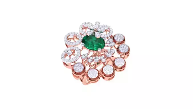 Gemstone High Jewelry Cocktail Ring 3dm stl renders