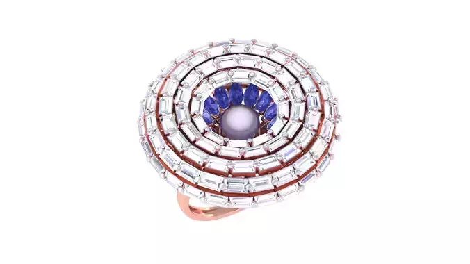 Gemstone High Jewelry Cocktail Ring 3dm stl renders