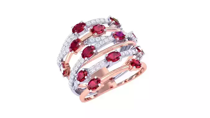 Gemstone High Jewelry Cocktail Ring 3dm stl renders
