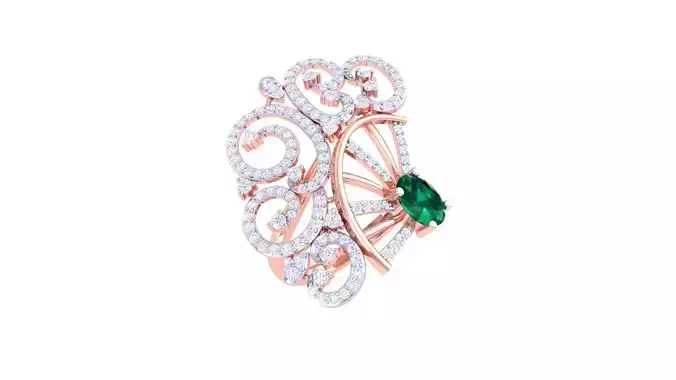 Gemstone High Jewelry Cocktail Ring 3dm stl renders