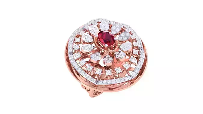 Gemstone High Jewelry Cocktail Ring 3dm stl renders