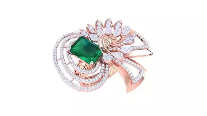 Gemstone High Jewelry Cocktail Ring 3dm stl renders