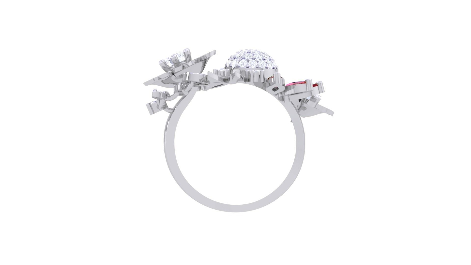 Gemstone High Jewelry Cocktail Ring 3dm stl renders 3D print model_10