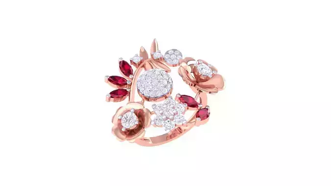Gemstone High Jewelry Cocktail Ring 3dm stl renders 3D print model