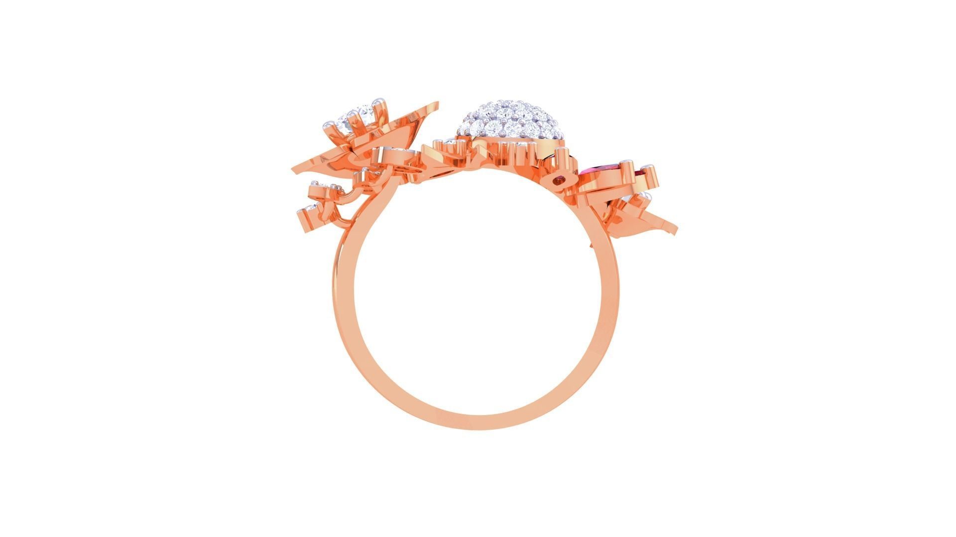 Gemstone High Jewelry Cocktail Ring 3dm stl renders 3D print model_12