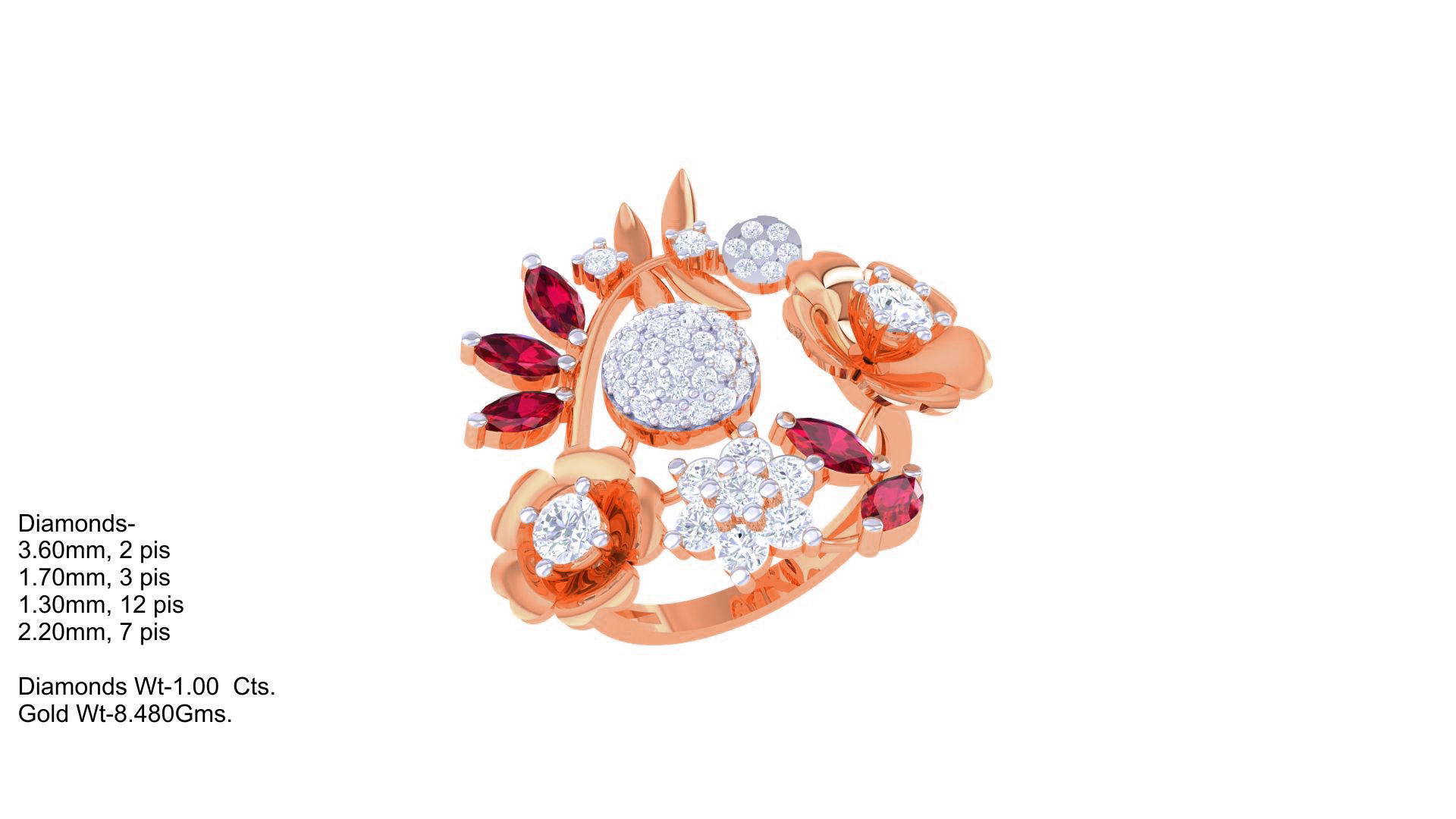 Gemstone High Jewelry Cocktail Ring 3dm stl renders 3D print model_3