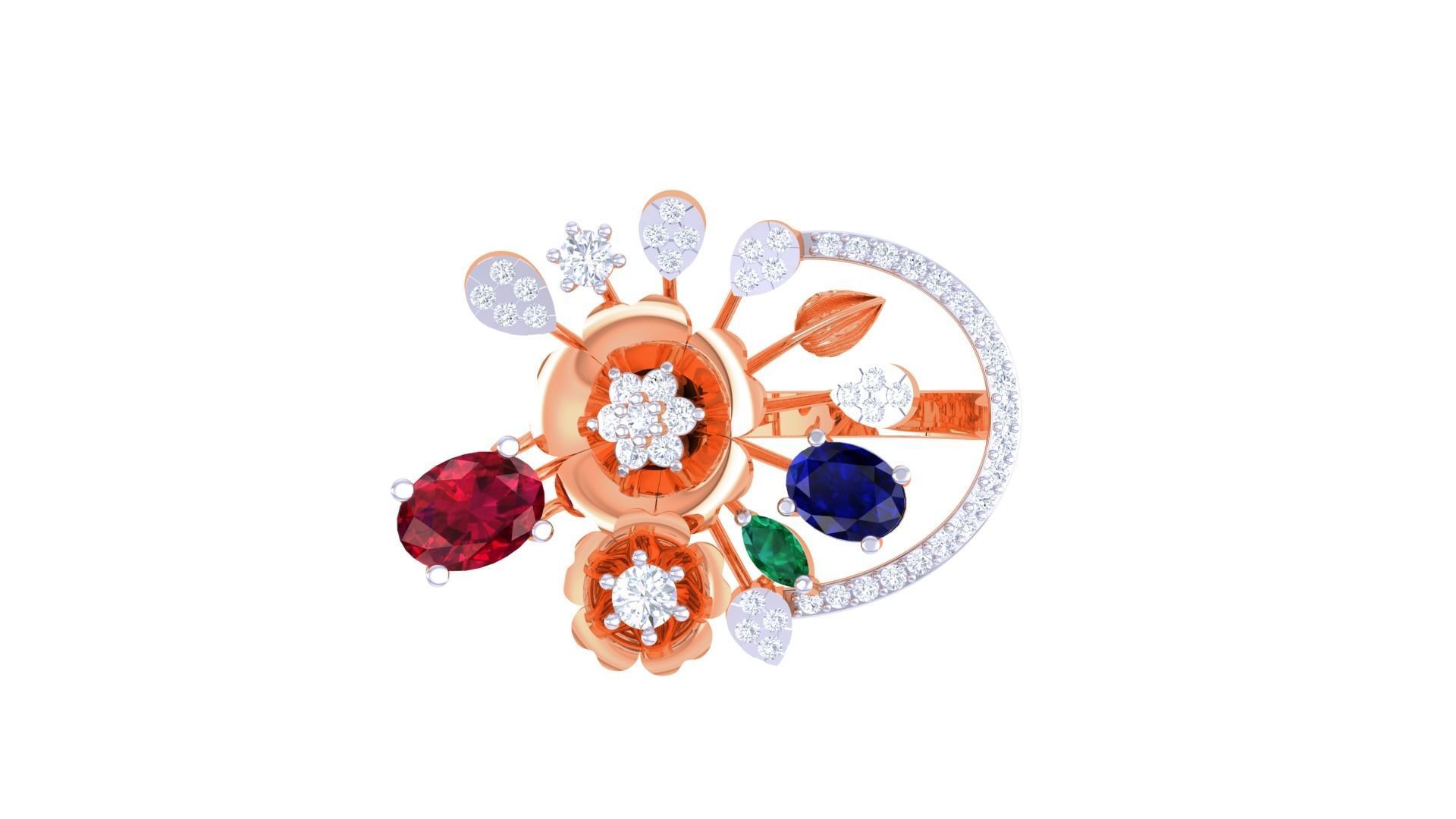 Gemstone High Jewelry Cocktail Ring 3dm stl renders 3D print model_8