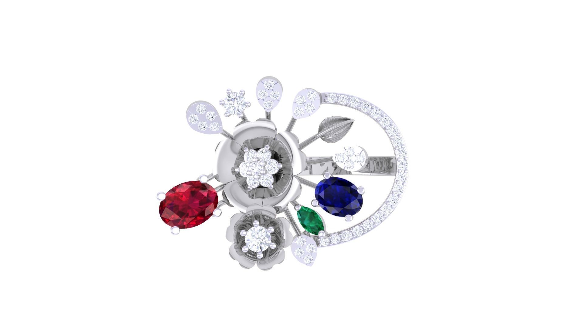 Gemstone High Jewelry Cocktail Ring 3dm stl renders 3D print model_9