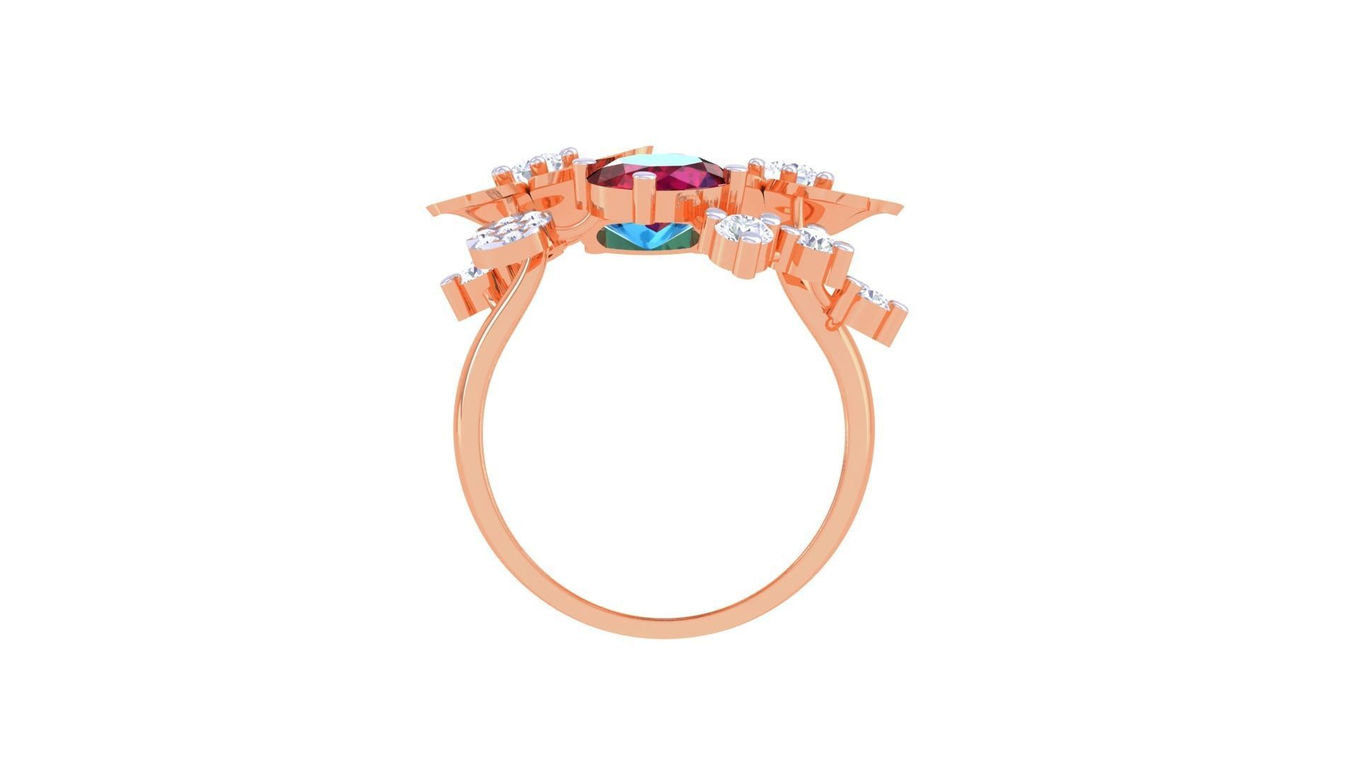 Gemstone High Jewelry Cocktail Ring 3dm stl renders 3D print model_11