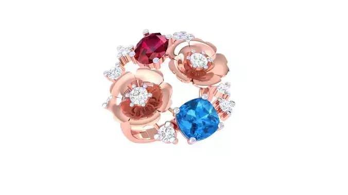 Gemstone High Jewelry Cocktail Ring 3dm stl renders 3D print model