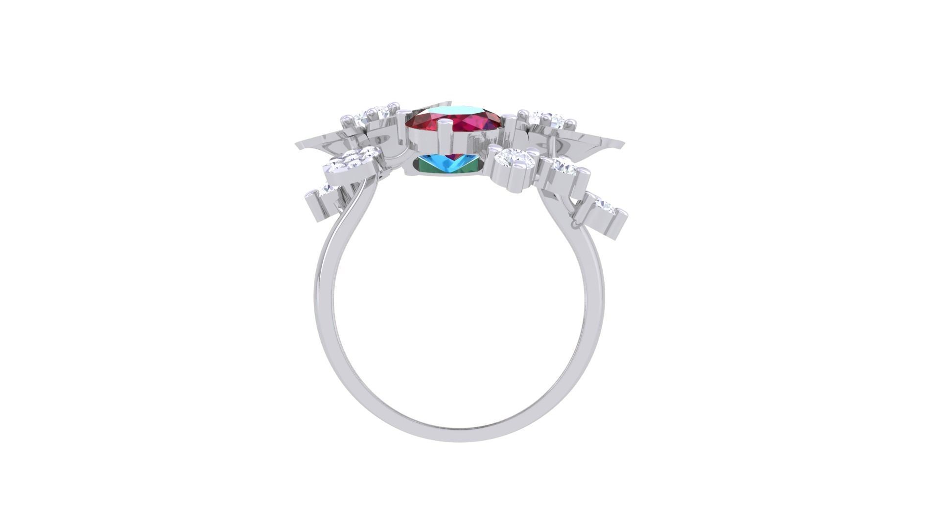 Gemstone High Jewelry Cocktail Ring 3dm stl renders 3D print model_12