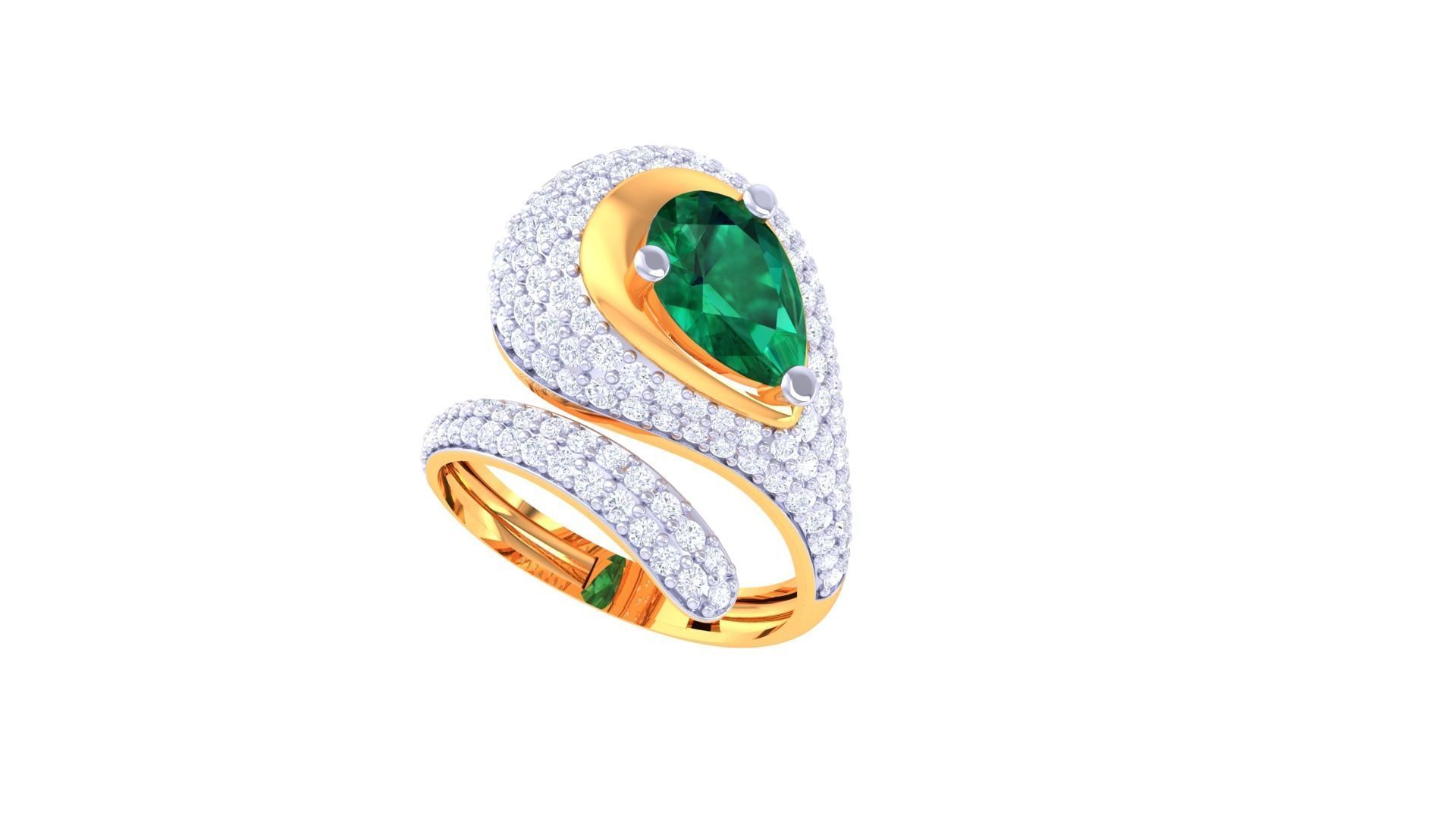 Gemstone High Jewelry Cocktail Ring 3dm stl renders 3D print model_2