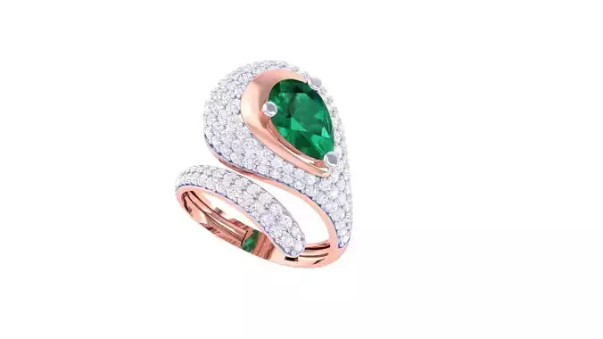 Gemstone High Jewelry Cocktail Ring 3dm stl renders 3D print model