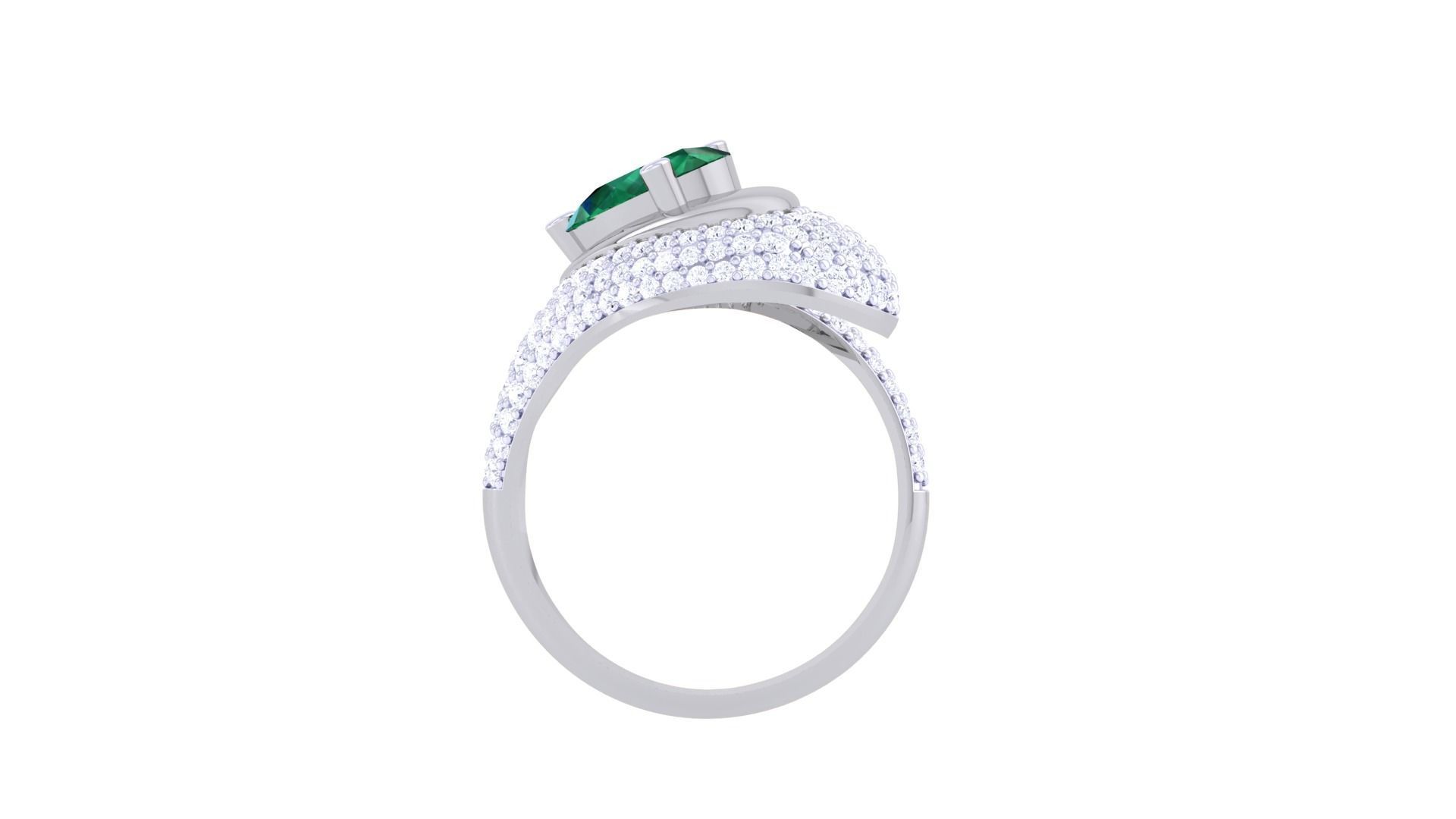 Gemstone High Jewelry Cocktail Ring 3dm stl renders 3D print model_12