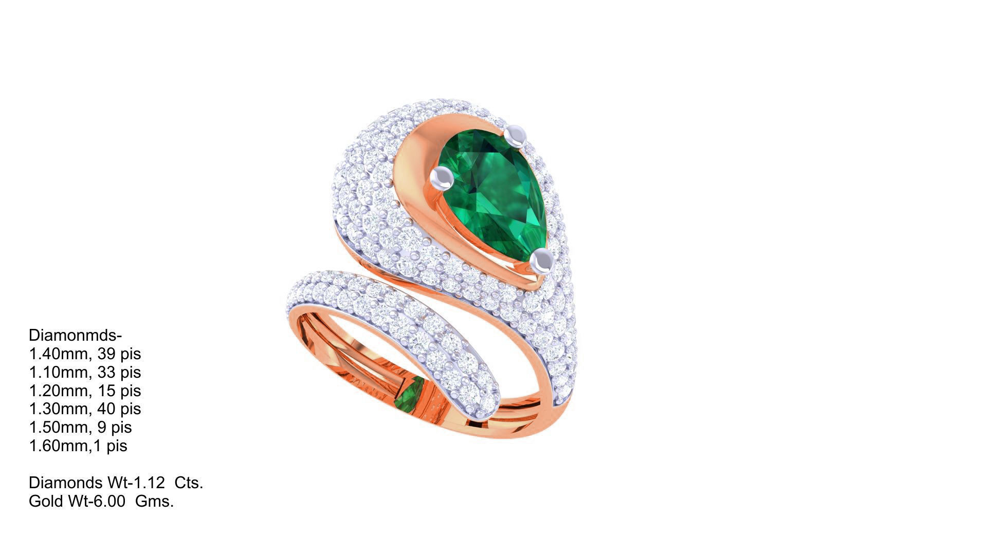 Gemstone High Jewelry Cocktail Ring 3dm stl renders 3D print model_5