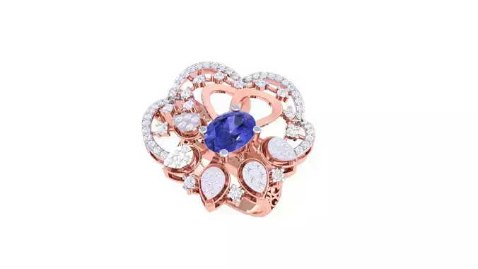 Gemstone High Jewelry Cocktail Ring 3dm stl renders 3D print model
